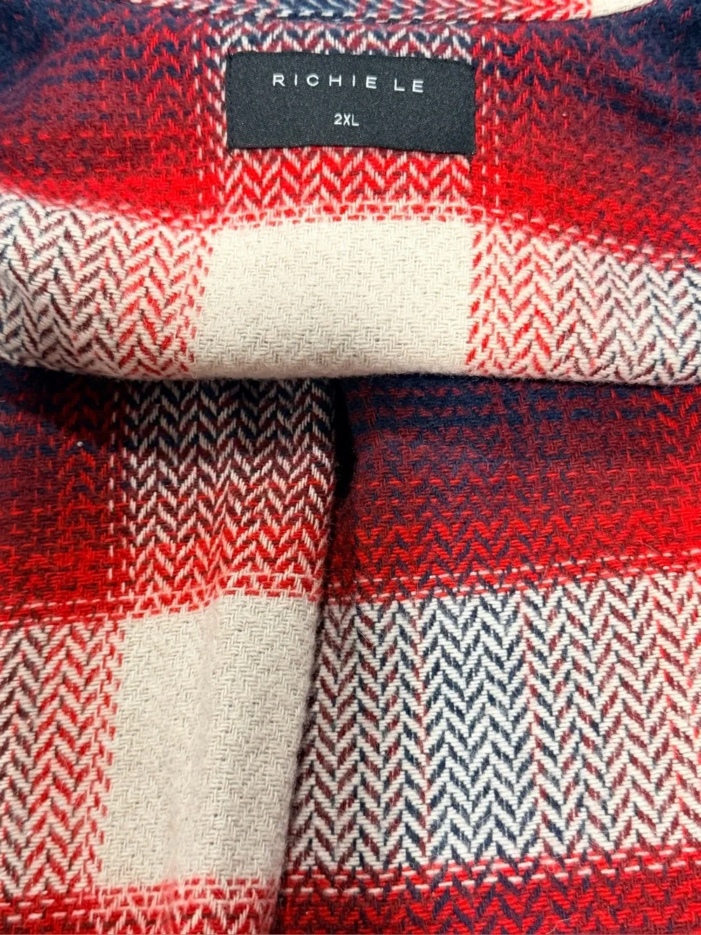 Richie Le Men’s Plaid Jacket Men's//  Red, Navy & Cream Lightweight Shirt Jacket